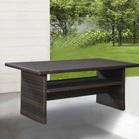 Rectangular Wicker Woven Aluminum Frame Table with Open Shelf, Dark Brown