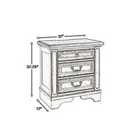 Ashley Realyn 3 Drawer Nightstand | Distressed White | USB Charging Ports - BM213305