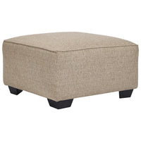 Square Textured Fabric Upholstered Oversized Accent Ottoman in Beige - BM213370