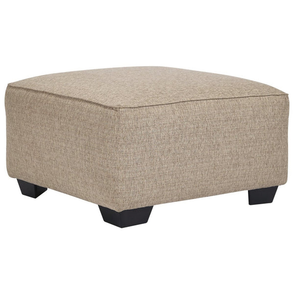 Square Textured Fabric Upholstered Oversized Accent Ottoman in Beige - BM213370