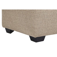 Square Textured Fabric Upholstered Oversized Accent Ottoman in Beige - BM213370