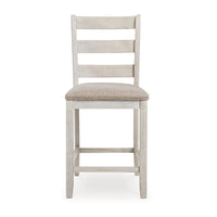 Armless Wooden Barstool Set with Textured Finish in Brown and White - BM213402