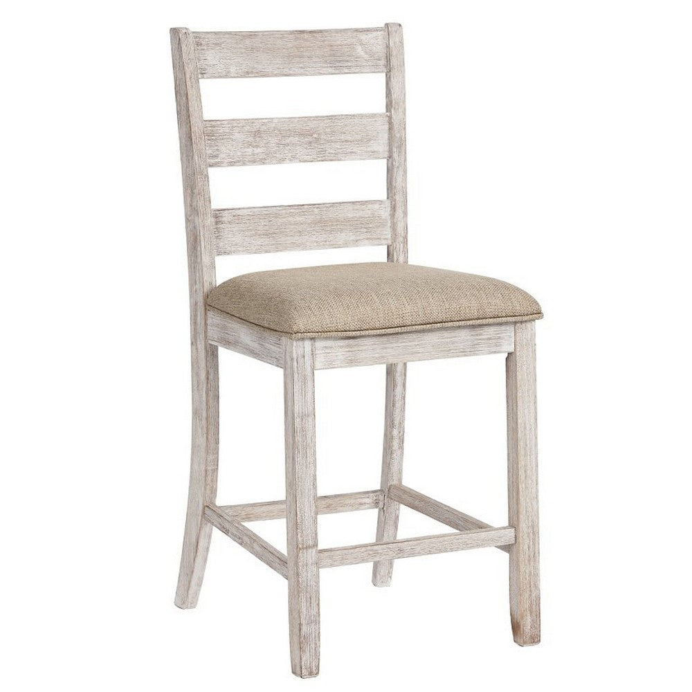 Ashley Kempton Barstool Set of 2 | Upholstered | Brown and White | Wood - BM213402