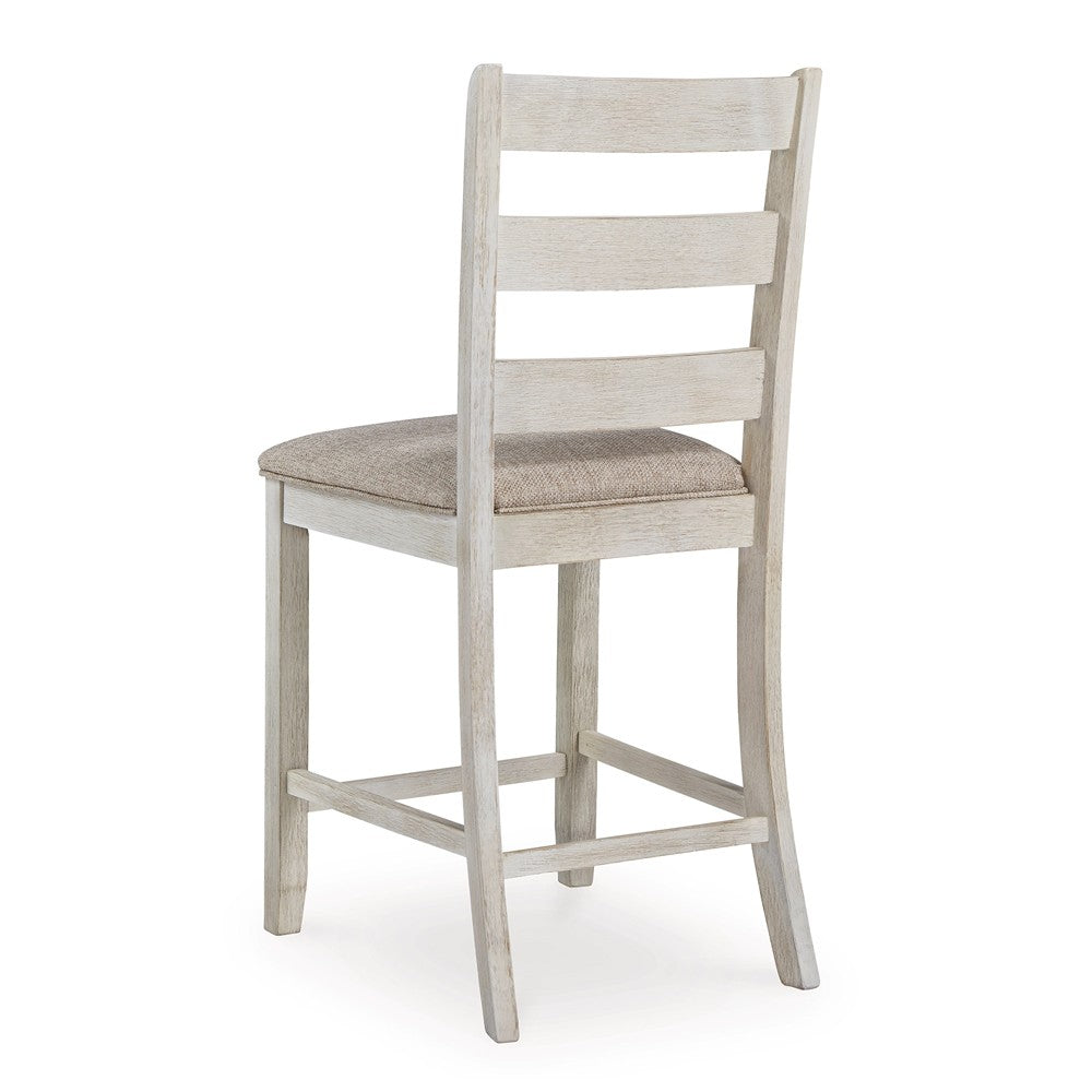 Ashley Kempton Barstool Set of 2 | Upholstered | Brown and White | Wood - BM213402
