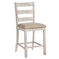 Armless Wooden Barstool Set with Textured Finish in Brown and White - BM213402