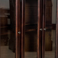 Traditional Wood and Glass Accent Cabinet with Carved Details, Brown - BM213463