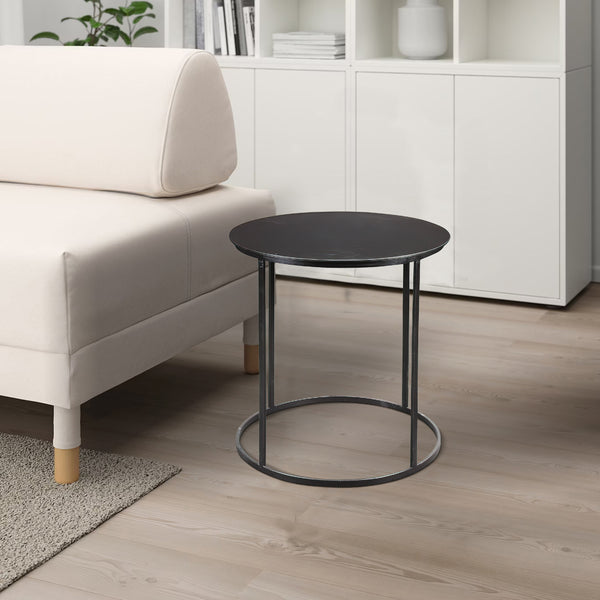 Round Metal Frame Side Table with Tubular Legs, Black - BM214005