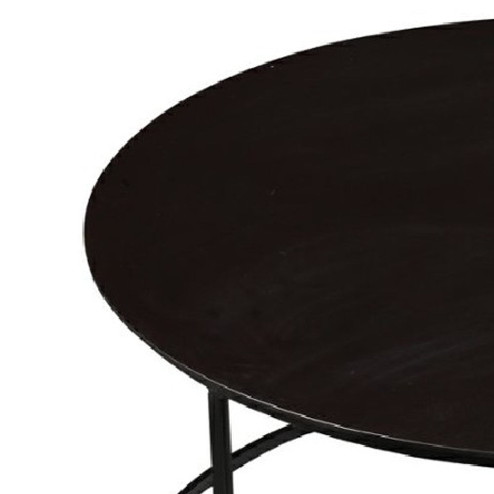 Round Metal Frame Side Table with Tubular Legs, Dark Brown - BM214008