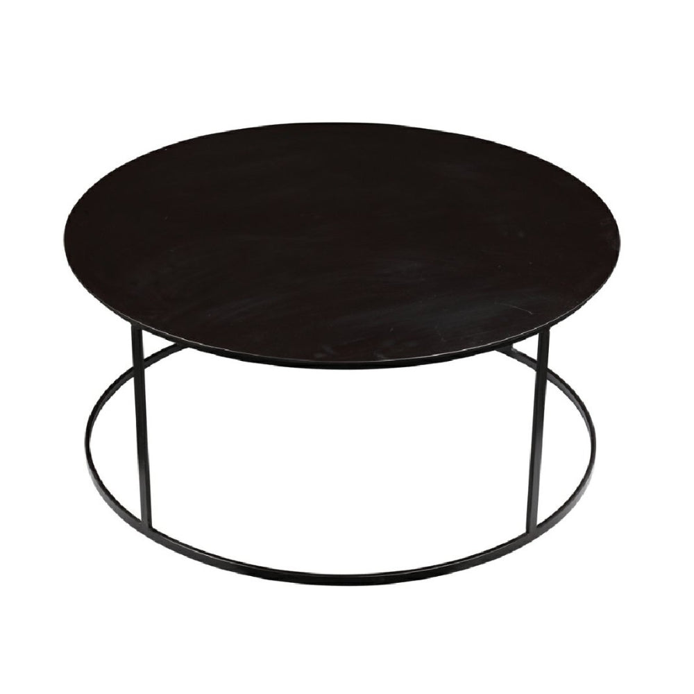 Round Metal Frame Side Table with Tubular Legs, Dark Brown - BM214008