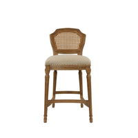 Nailhead Fabric Upholstered Bar Stool with Perforated Back, Beige and Brown - BM214010