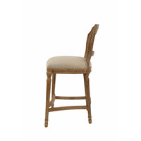 Nailhead Fabric Upholstered Bar Stool with Perforated Back, Beige and Brown - BM214010