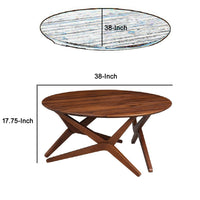 Round Wooden Adjustable Table with Boomerang Legs, Brown - BM214021