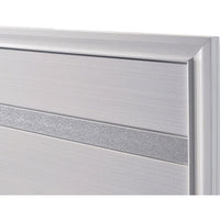 Panel Design Eastern King Bed with Silver Accents and Bracket Feet, White - BM214058