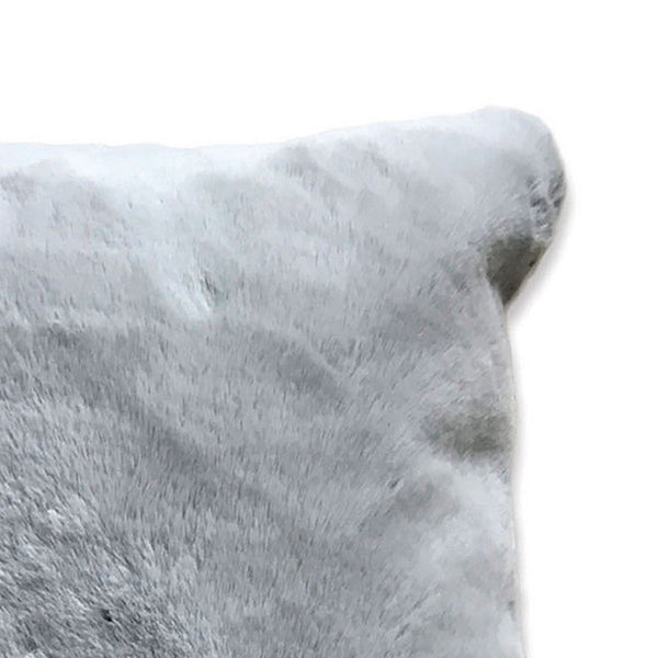 20 X 20 Inch Fabric Accent Pillow with Fur Like Texture, Light Gray By Casagear Home