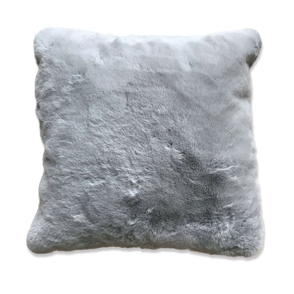 20 X 20 Inch Fabric Accent Pillow with Fur Like Texture, Light Gray By Casagear Home