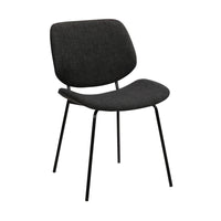 Metal Dining Chair with Curved Fabric Seat and Backrest, Gray - BM214634