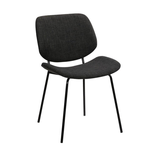 Metal Dining Chair with Curved Fabric Seat and Backrest, Gray - BM214634