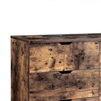 Wooden Frame Dresser with 6 Drawers and Straight Legs, Distressed Brown - BM214688