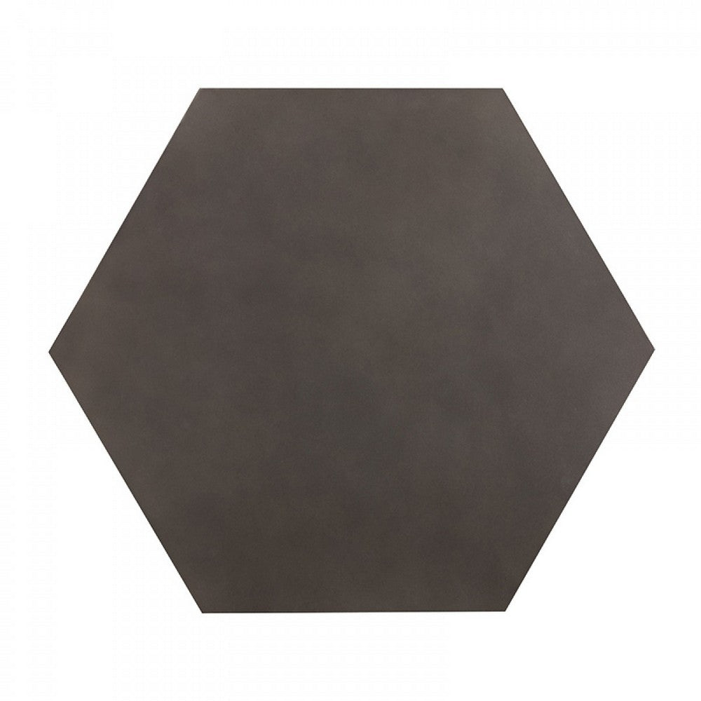 Hexagonal Concrete End Table with Metal Base, Gray and Black - BM214837