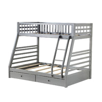 Transitional Twin Size Bunk Bed with Vertical Slats and Angled Ladder,Gray - BM214898