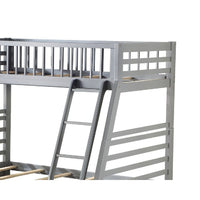 Transitional Twin Size Bunk Bed with Vertical Slats and Angled Ladder,Gray - BM214898