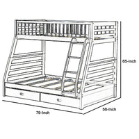 Transitional Twin Size Bunk Bed with Vertical Slats and Angled Ladder,Gray - BM214898