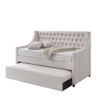 Fabric Twin Size Daybed with Button Tufted Back and Sloped Arms,Light Gray - BM214910