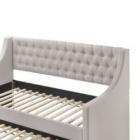Fabric Twin Size Daybed with Button Tufted Back and Sloped Arms,Light Gray - BM214910