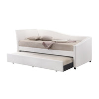 Leatherette Twin Size Daybed and Trundle with Sloped Back, White - BM214911