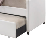 Leatherette Twin Size Daybed and Trundle with Sloped Back, White - BM214911