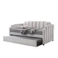 Fabric Twin Size Daybed with Channel Tufting and Nailhead Trim, Gray - BM214913