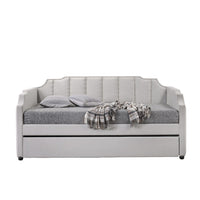 Fabric Twin Size Daybed with Channel Tufting and Nailhead Trim, Gray - BM214913
