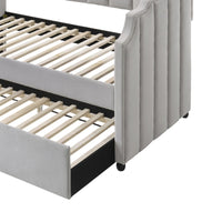 Fabric Twin Size Daybed with Channel Tufting and Nailhead Trim, Gray - BM214913