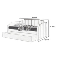 Fabric Twin Size Daybed with Channel Tufting and Nailhead Trim, Gray - BM214913