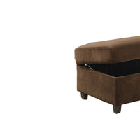 Fabric Upholstered Rectangular Ottoman with Hidden Storage, Brown - BM214940