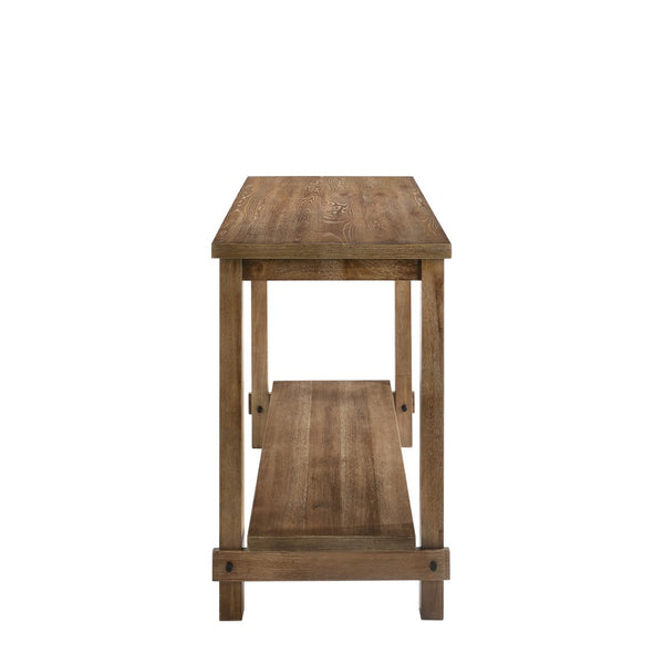 Counter Height Wooden Dining Table with Open Bottom Shelf, Brown - BM214961