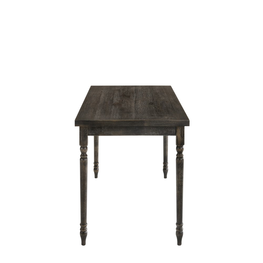 Rustic Style Wooden Dining Table with Rectangular Top and Turned Legs, Gray - BM214963