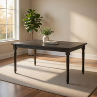 Rustic Style Wooden Dining Table with Rectangular Top and Turned Legs, Gray - BM214963