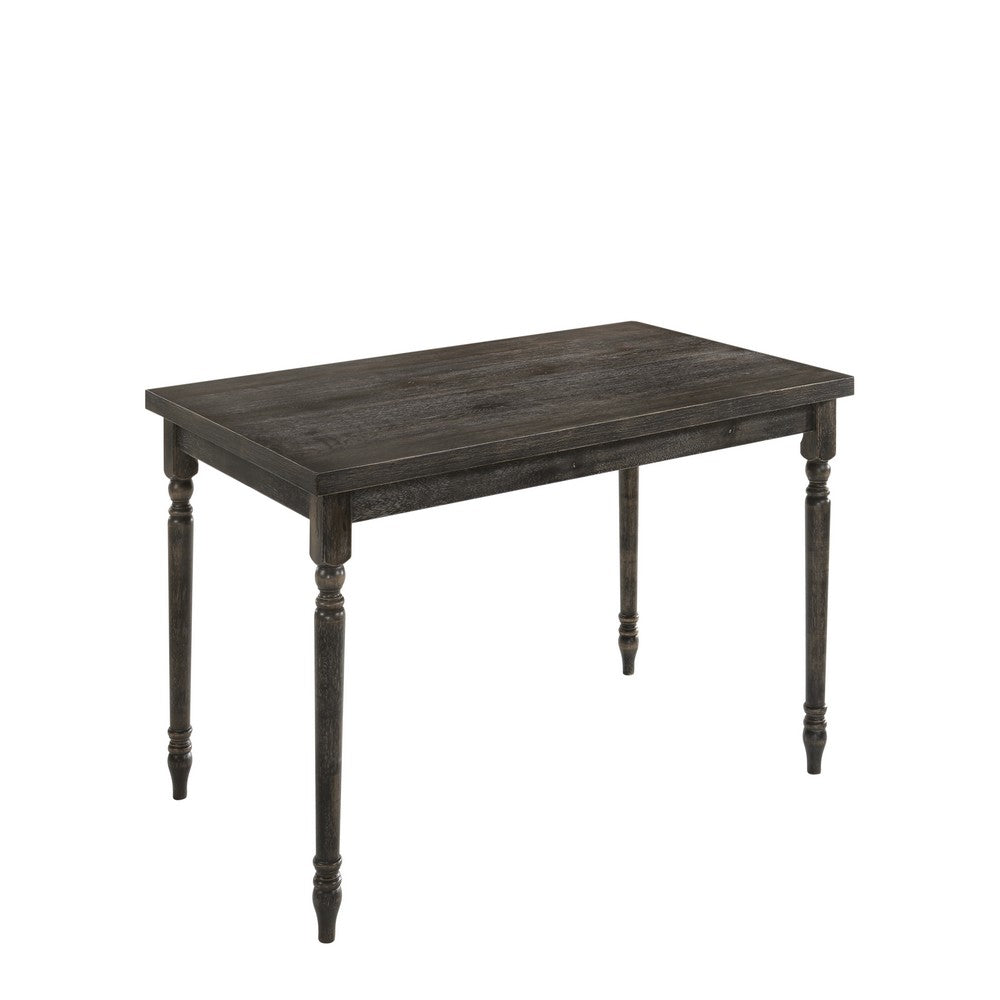 Rustic Style Wooden Dining Table with Rectangular Top and Turned Legs, Gray - BM214963