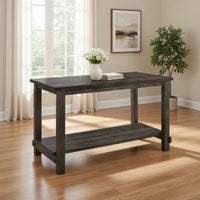 Counter Height Wooden Dining Table with Open Bottom Shelf, Gray - BM214972