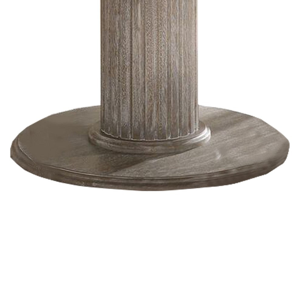 Round Dining Table with Fluted Column Pedestal Base, Gray - BM215017
