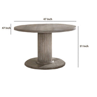 Round Dining Table with Fluted Column Pedestal Base, Gray - BM215017