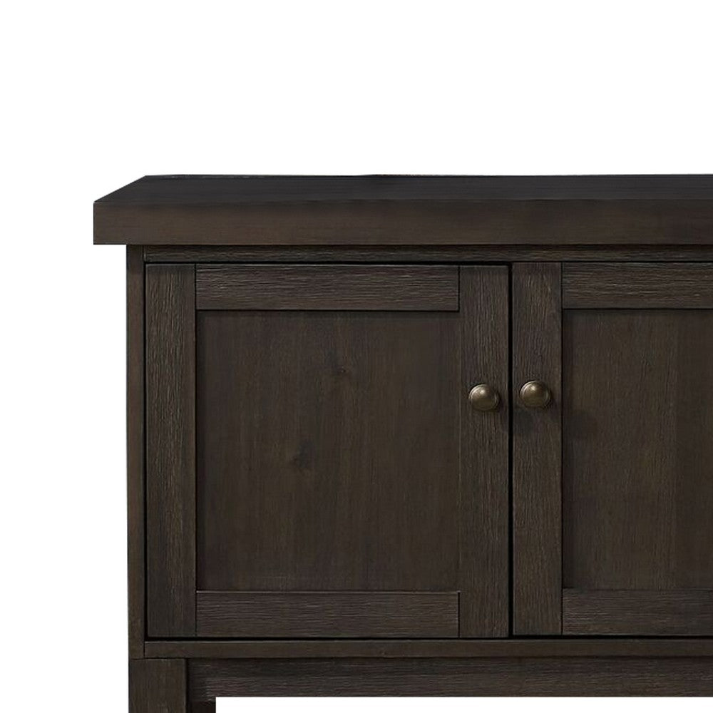 Transitional Style Server with 3 Doors and Open Bottom Shelf, Brown - BM215021