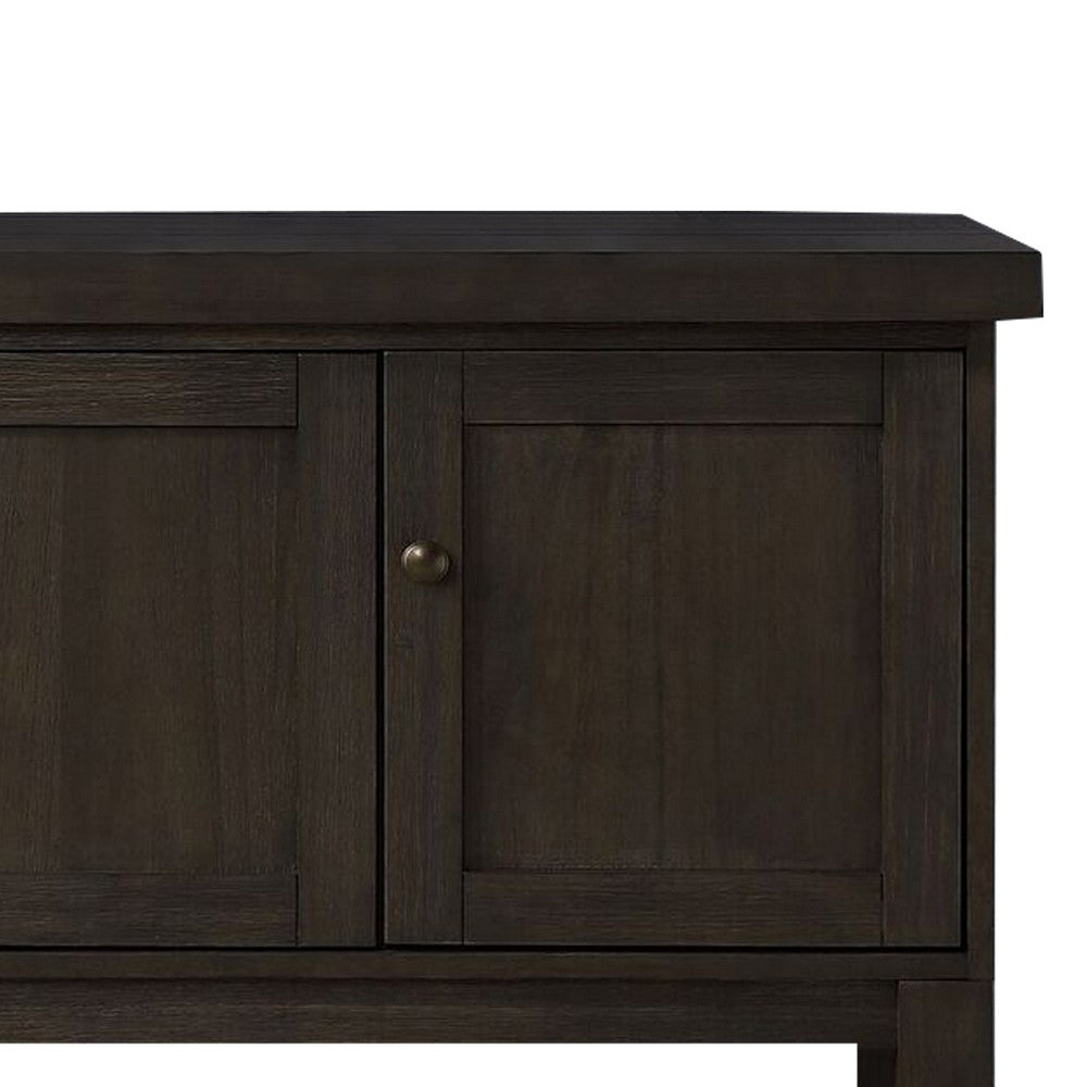 Transitional Style Server with 3 Doors and Open Bottom Shelf, Brown - BM215021