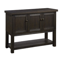 Transitional Style Server with 3 Doors and Open Bottom Shelf, Brown - BM215021