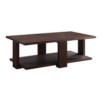 Contemporary Style Rectangular Coffee Table with Open Bottom Shelf, Brown - BM215038