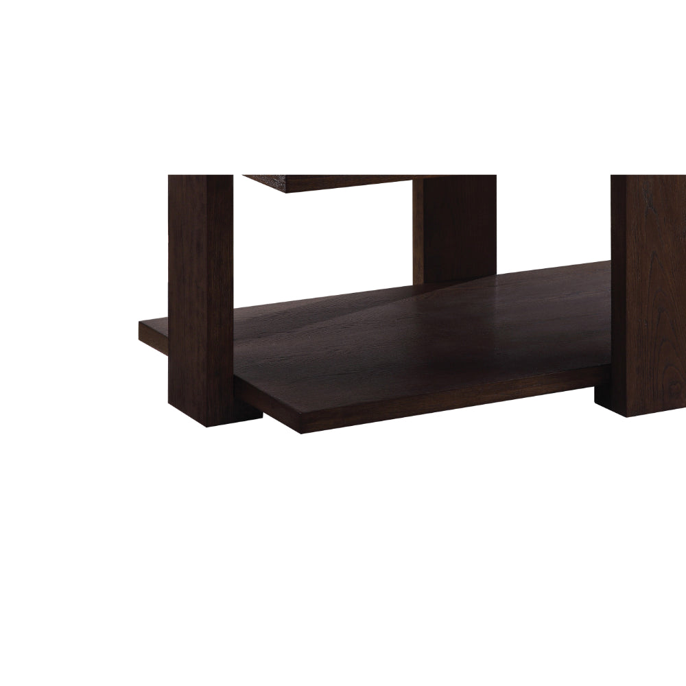 Contemporary Style Rectangular Coffee Table with Open Bottom Shelf, Brown - BM215038