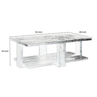 Contemporary Style Rectangular Coffee Table with Open Bottom Shelf, Brown - BM215038