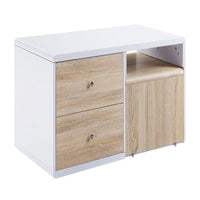 2 Drawer Contemporary Coffee Table with Pull Out Table, White and Brown - BM215040