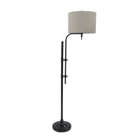 Contemporary Drum Shade Metal Frame Floor Lamp, Black and Light Gray  - BM215054